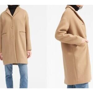 Everlane Cocoon Wool Blend Button Front Fully Lined Coat Jacket Size 4 Camel NWT